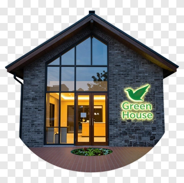 Modern Green House With Large Windows PNG