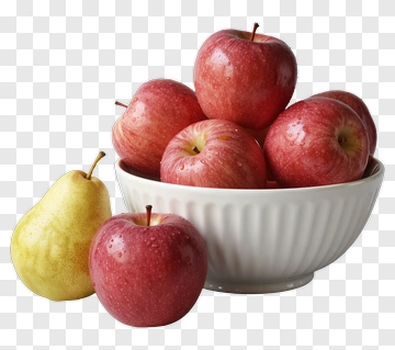 Bowl Of Red Apples And A Pear PNG