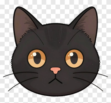 Cartoon Black Cat Face PNG