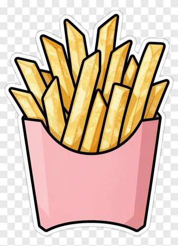 Cartoon French Fries In A Pink Container PNG