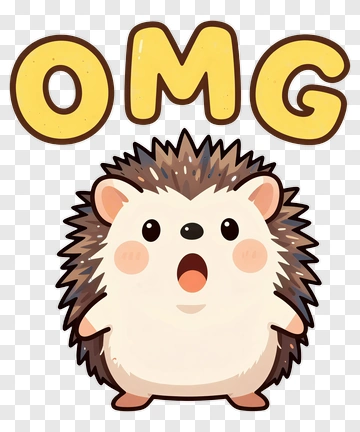 Cartoon Hedgehog With Omg Text PNG