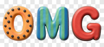 Colorful 3D Omg Letters PNG