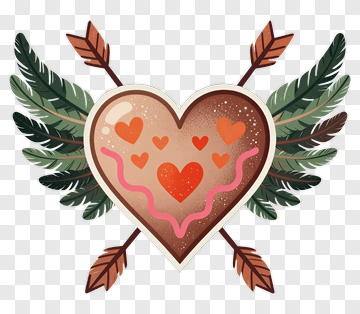 Colorful Heart With Wings And Arrows PNG