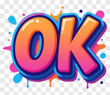 Colorful Ok Sign With Splash Background PNG