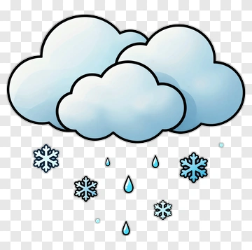 Cartoon Cloud With Snowflakes PNG