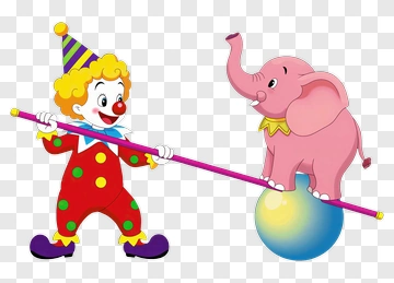 Clown Balancing An Elephant On A Ball PNG