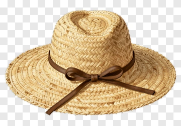 Straw Hat With Brown Ribbon PNG