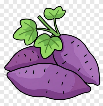 Cartoon Sweet Potatoes With Leaves PNG
