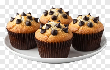 Chocolate Chip Muffins On A Plate PNG