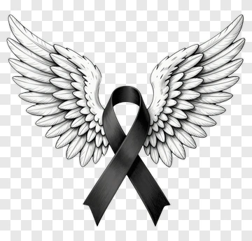 Angel Wings With Black Ribbon PNG
