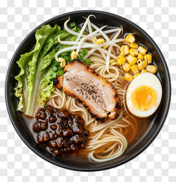 Delicious Ramen Bowl With Pork And Egg PNG