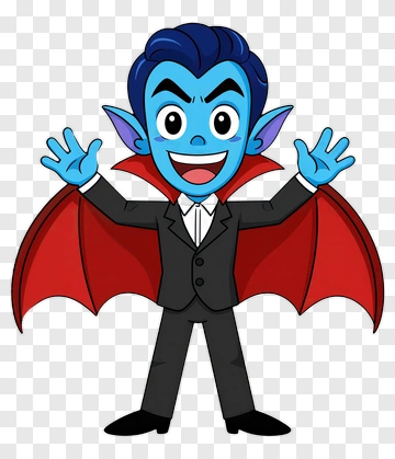 Cartoon Vampire Character With Red Cape PNG