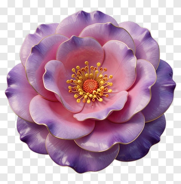 Colorful Flower With Petals And Yellow Stamen PNG