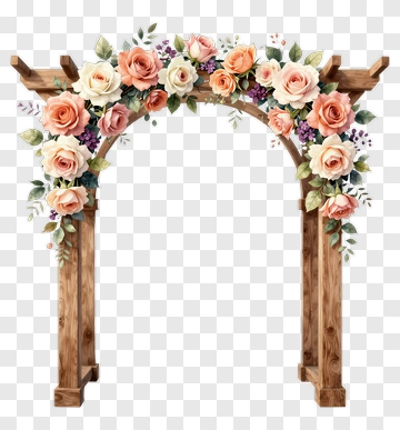 Floral Wedding Arch With Roses PNG
