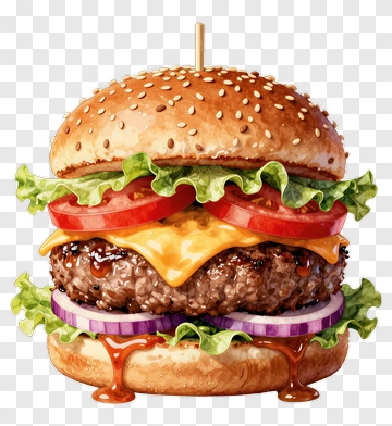 Delicious Cheeseburger With Fresh Vegetables PNG
