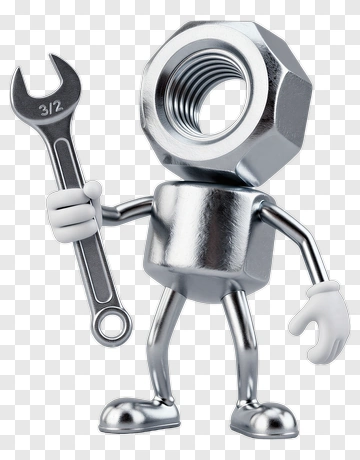 3D Cartoon Nut Holding A Wrench PNG