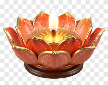 Lotus Candle Holder With Flame PNG