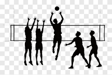 Volleyball Players Jumping To Block A Ball PNG
