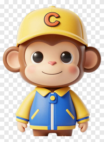 Cartoon Monkey Character Wearing A Yellow Cap PNG
