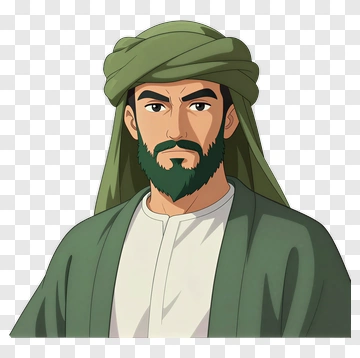 Cartoon Man With Green Headscarf PNG
