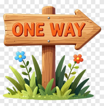 One Way Sign With Flowers PNG