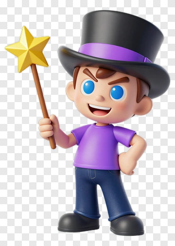 Cartoon Boy Holding A Magic Wand PNG