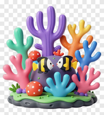 Colorful Coral Reef With Fish PNG