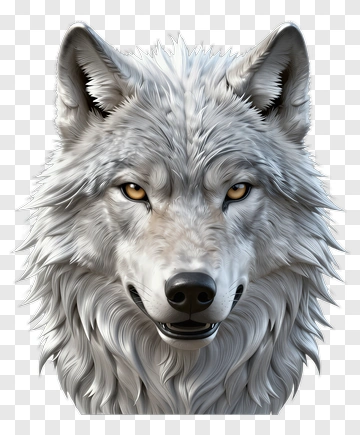 Realistic White Wolf Head PNG
