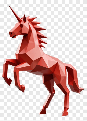3D Red Unicorn PNG