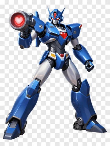 Blue Robot Holding A Heart Cannon PNG