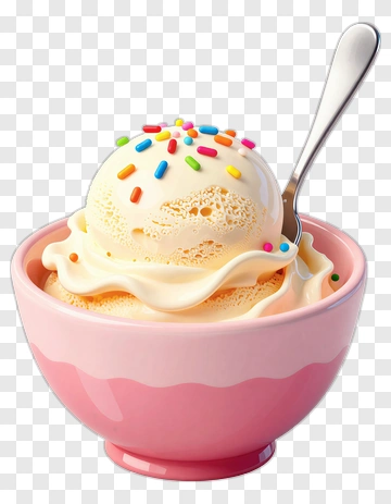 Ice Cream Scoop In A Pink Bowl PNG
