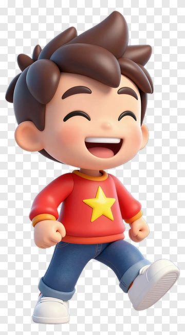 Cartoon Boy Smiling And Jumping PNG