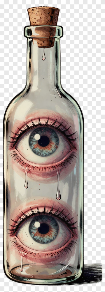 Bottle With Two Eyes And Tears PNG