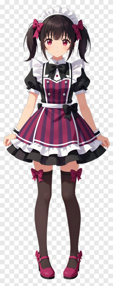 Anime Maid Character In A Pink And Black Dress PNG
