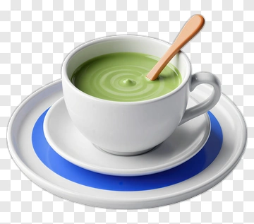 Cup Of Green Soup On A Plate PNG