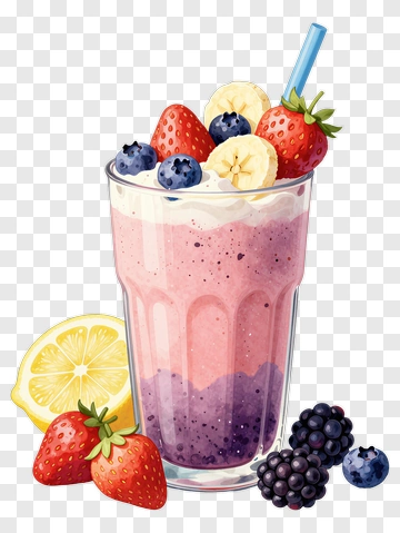 Fruit Smoothie With Strawberries And Blueberries PNG
