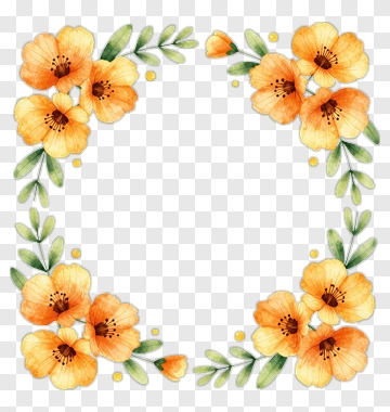 Watercolor Floral Frame With Orange Flowers PNG