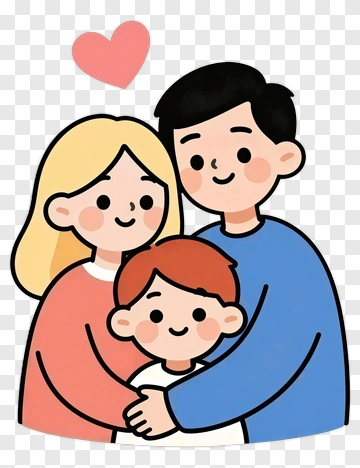 Happy Family Embracing Each Other PNG