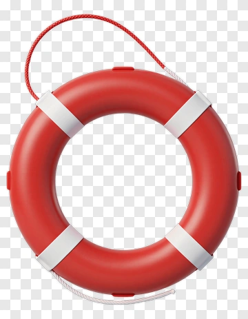 Red Lifebuoy With White Stripes PNG