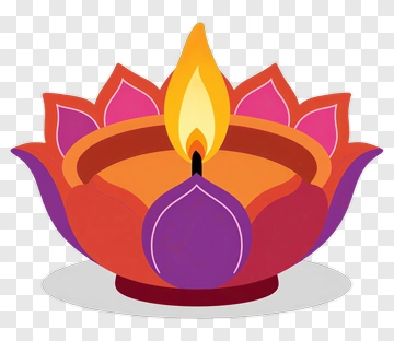 Colorful Lotus Candle PNG