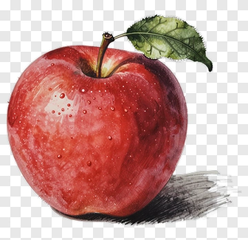 Red Apple With Leaf PNG