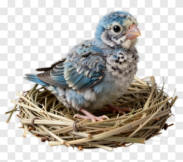 Blue Bird Sitting In A Nest PNG