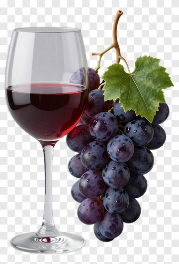 Red Wine Glass With Grapes PNG