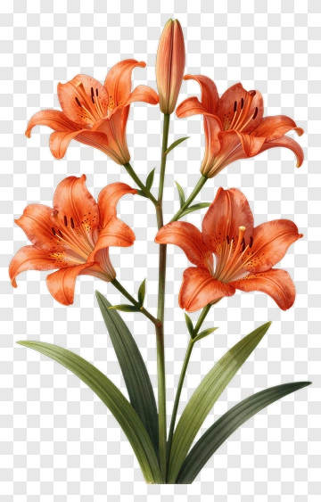 Orange Lily Flower Bouquet PNG