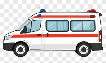 Cartoon Ambulance With Red Stripes PNG