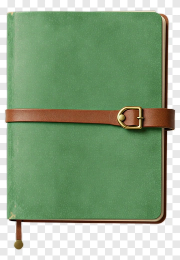 Green Notebook With Brown Strap PNG