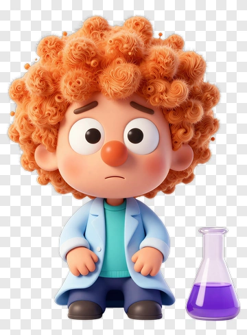 3D Scientist Boy With Purple Flask PNG