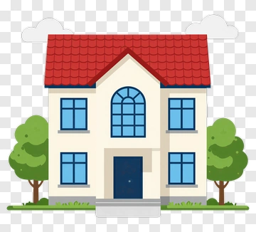 Colorful House With Trees PNG