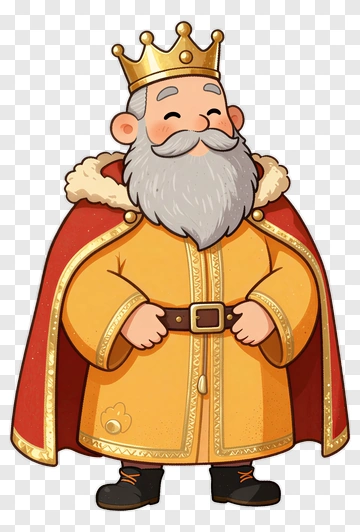 Cartoon King Wearing A Crown And Robe PNG
