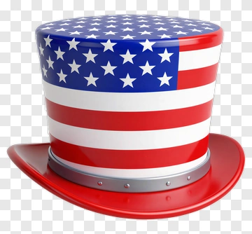 Patriotic Top Hat With American Flag Design PNG